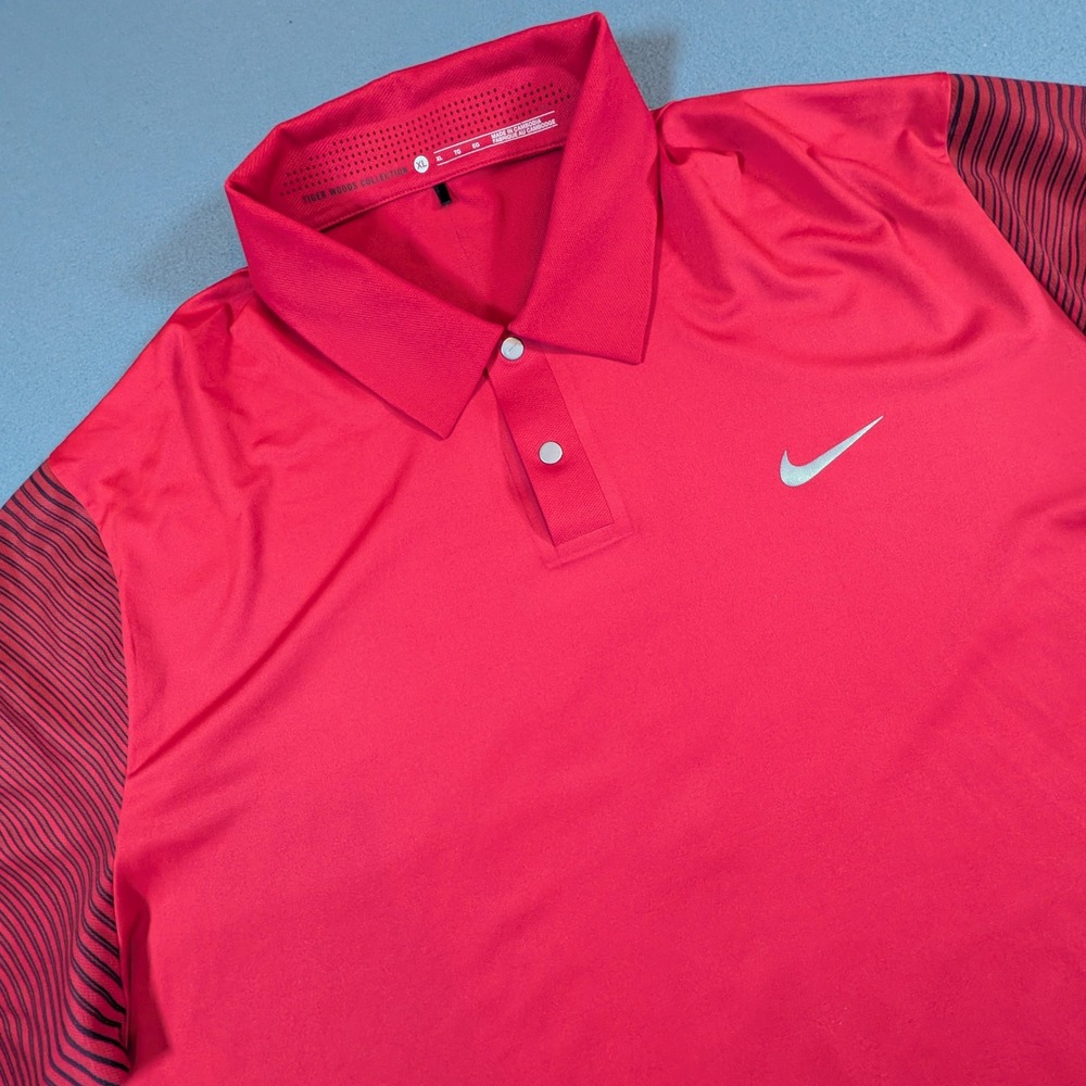 Nike Tiger Woods Collection Golf Polo Shirt Mens Size XL Sunday Red Snap